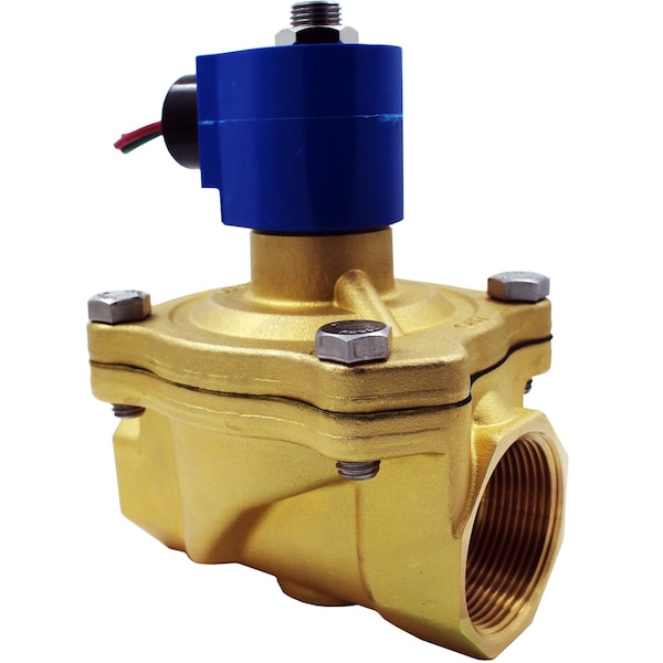 Solenoid Valve, 2-Way, 1-1/2 in Pipe Size, 24V/50V to 60V, Zero Differential, Diaphragm, Brass, NBR